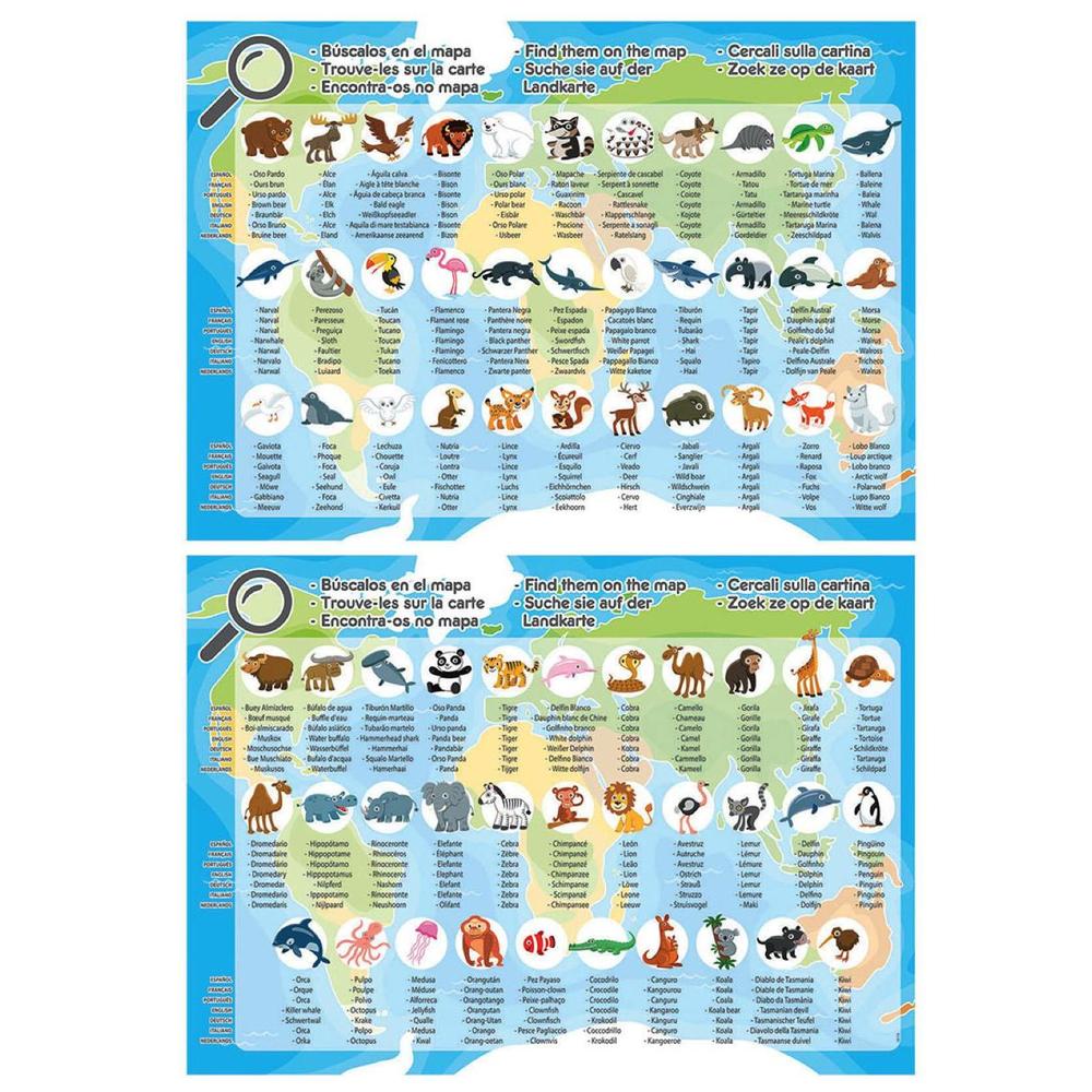Animal World Map Puzzle (150 pcs)