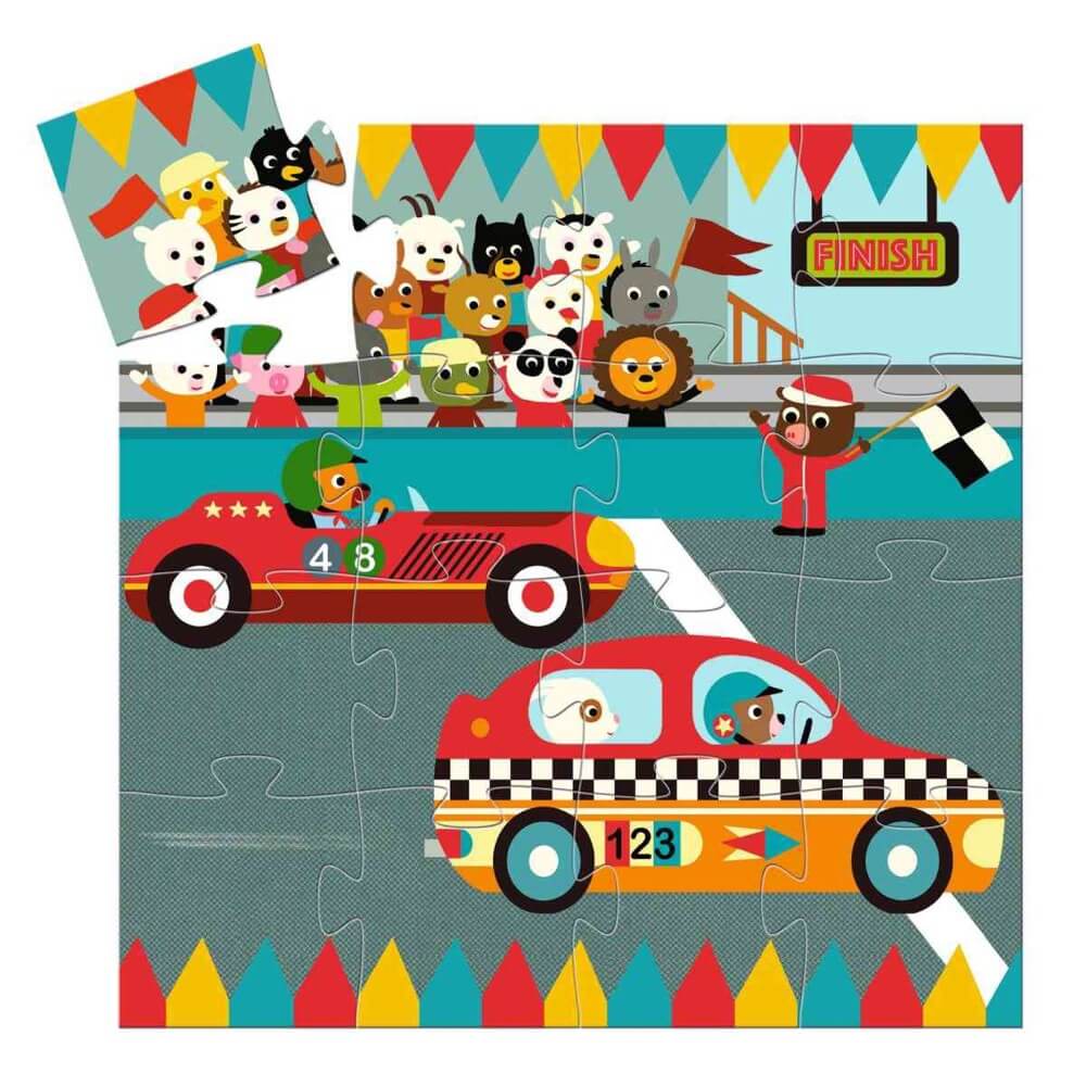 Silhouette Puzzle - Race Car (16 pcs)