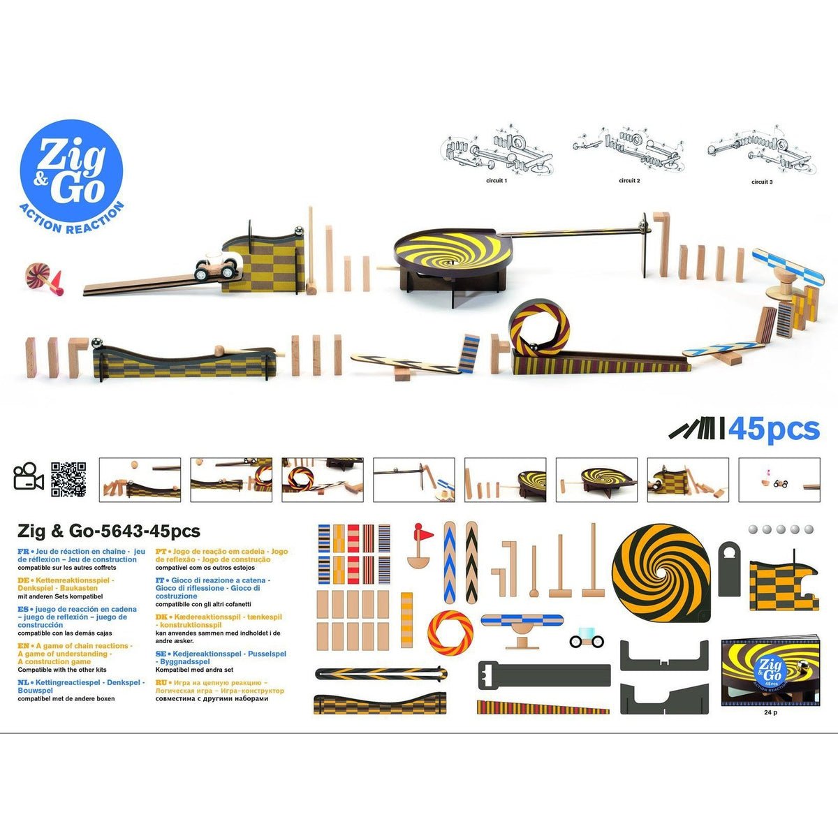 Zig & Go Building Kit - 45 pcs for an Impressive Chain Reaction