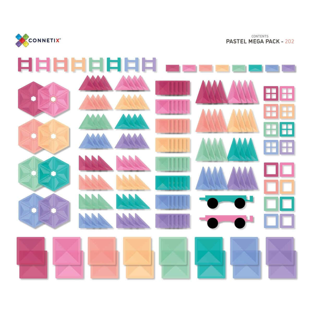 Connetix Magnetic Tiles - Pastel Mega Pack (202 pcs)