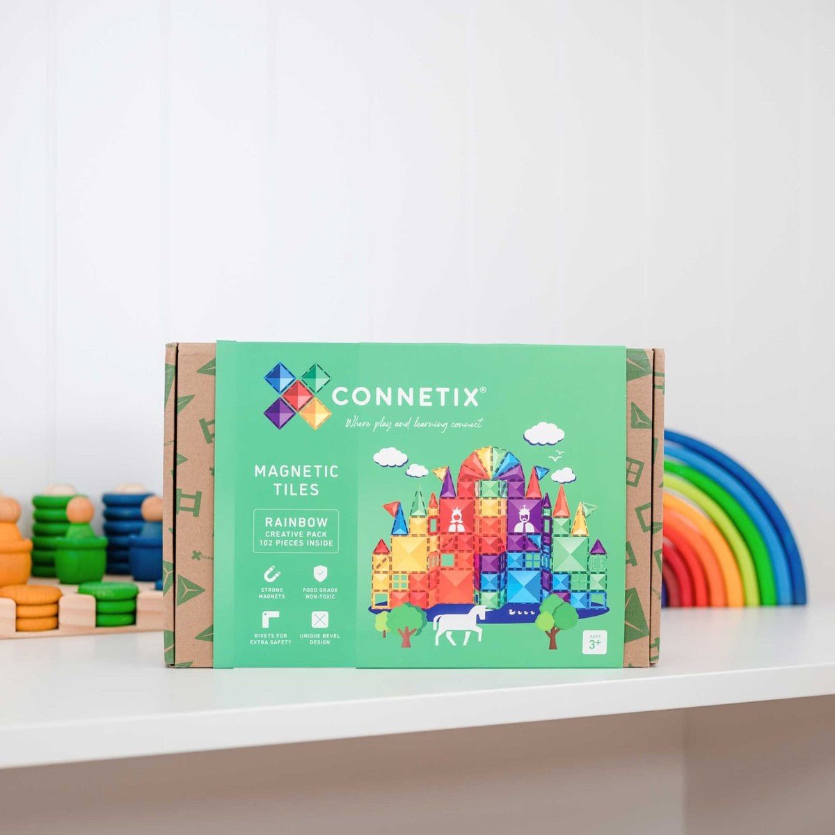 Rainbow Magnetic Tiles Creative (102 pcs)
