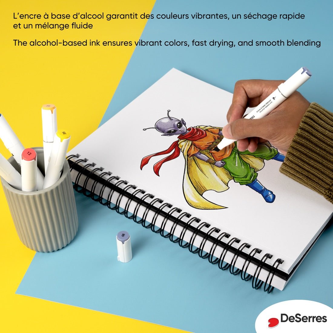 Set of 6 Dual-Tip Markers (Primary Colors)
