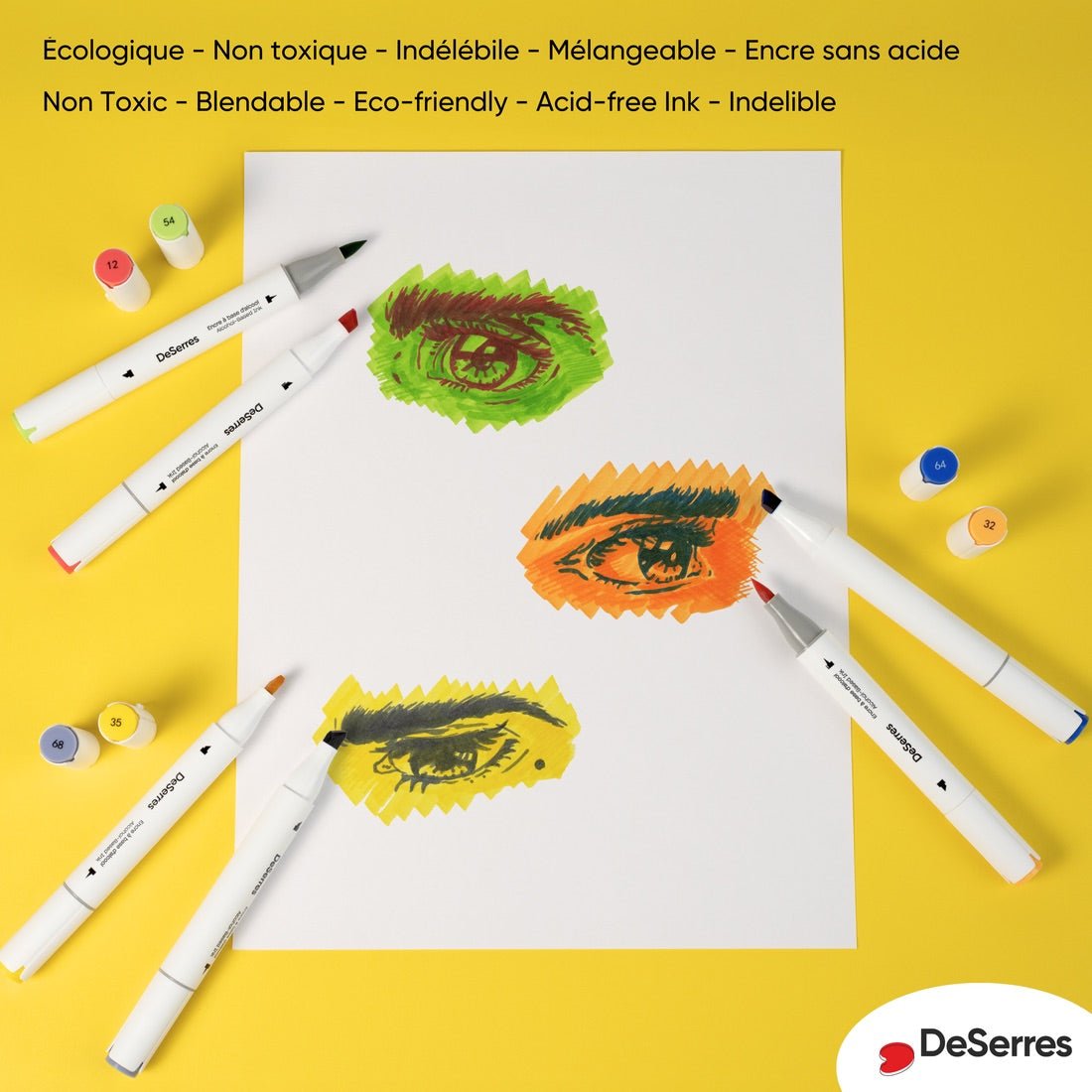 Set of 6 Dual-Tip Markers (Primary Colors)