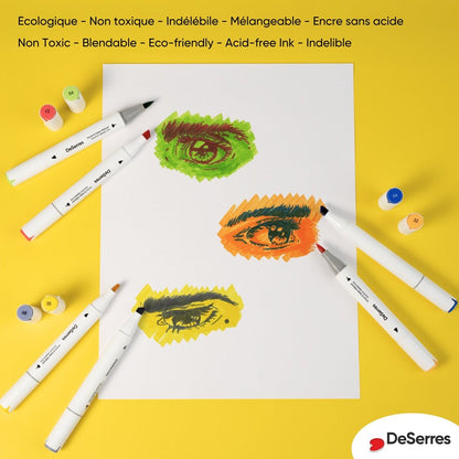 Set of 6 Dual-Tip Markers (Primary Colors)
