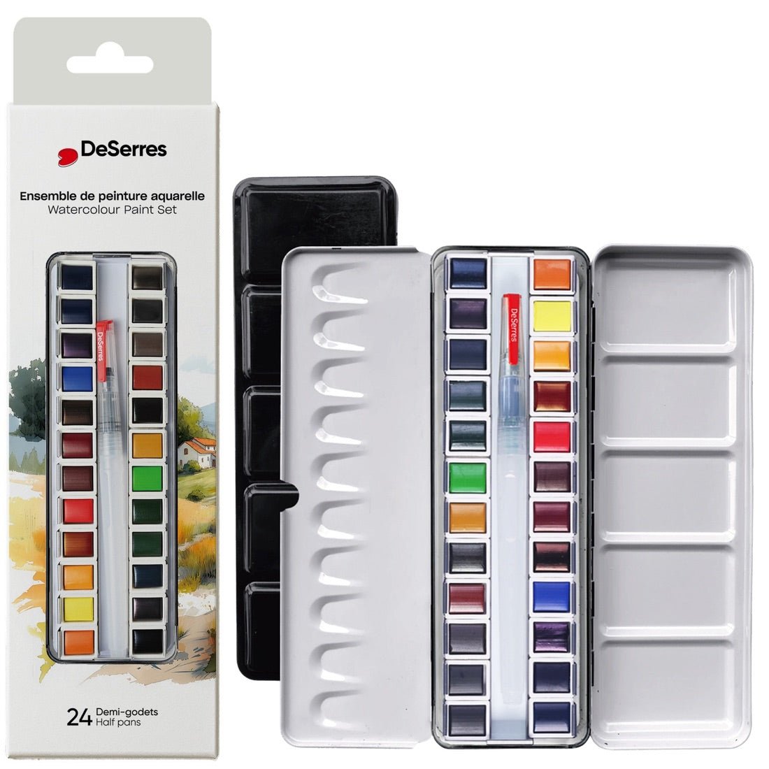 Watercolor Set - 24 Half Pans