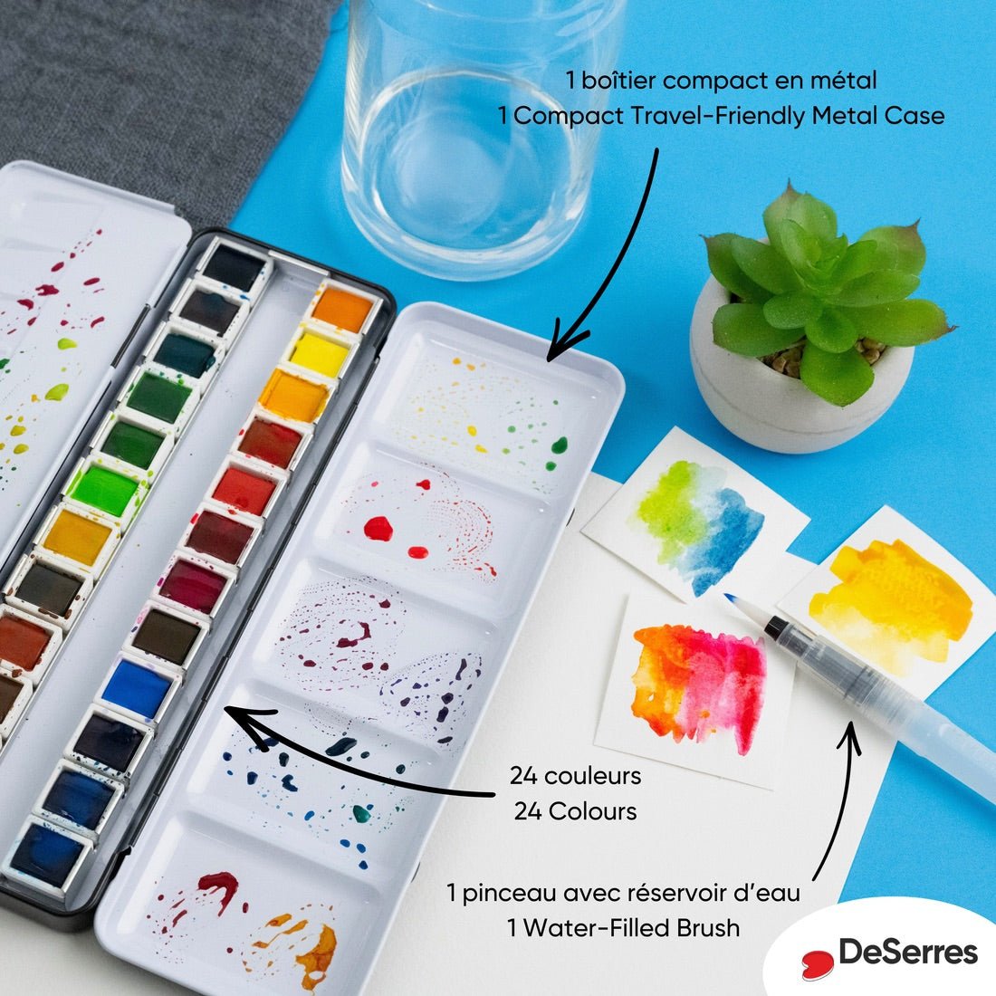 Watercolor Set - 24 Half Pans