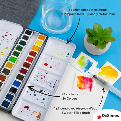 Watercolor Set - 24 Half Pans