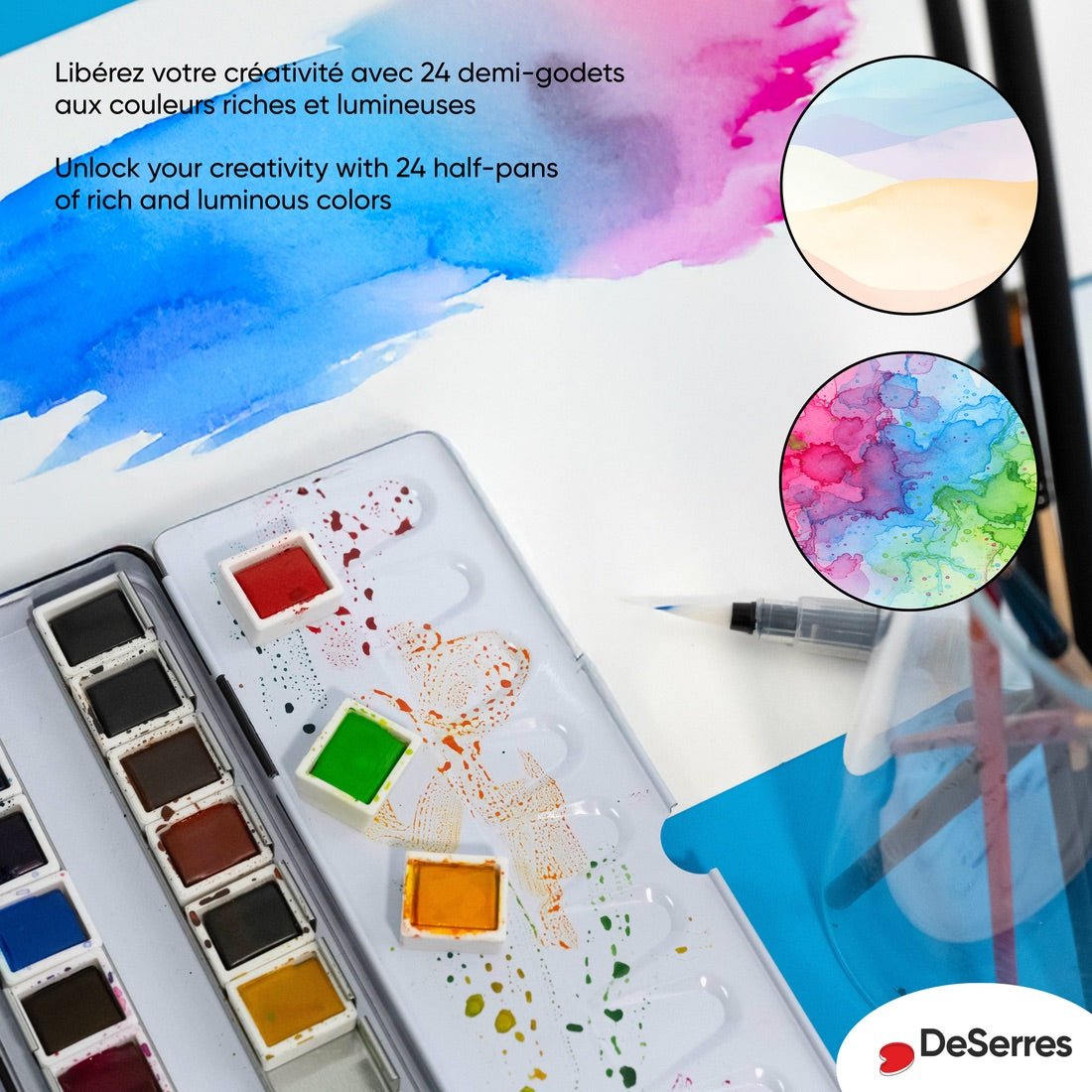 Watercolor Set - 24 Half Pans