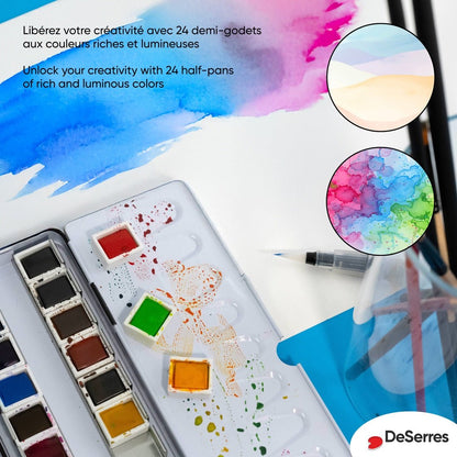 Watercolor Set - 24 Half Pans