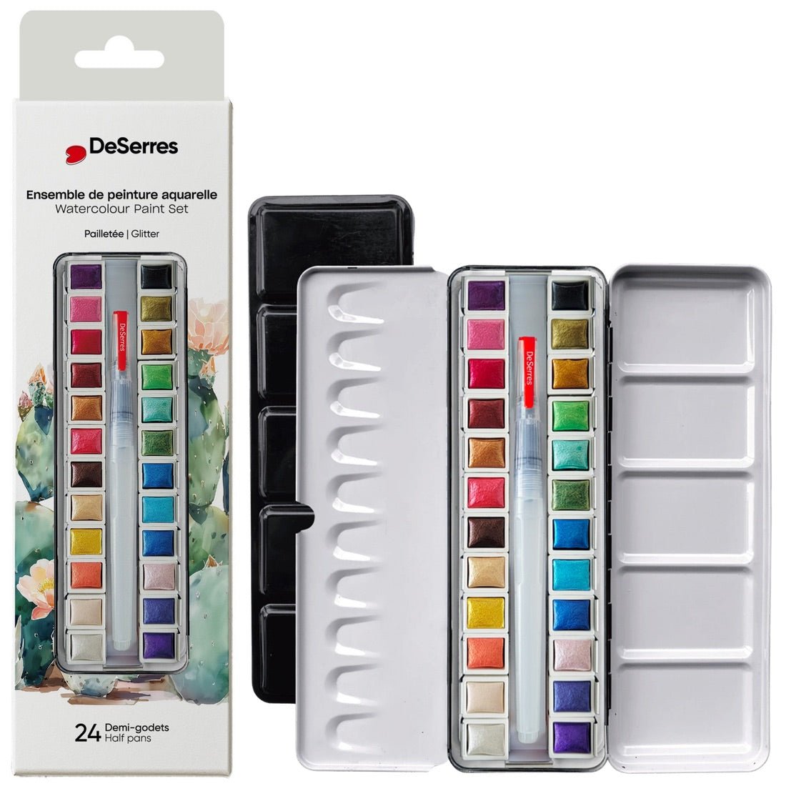Glitter Watercolor Set - 24 Half Pans