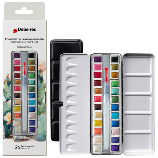 Glitter Watercolor Set - 24 Half Pans