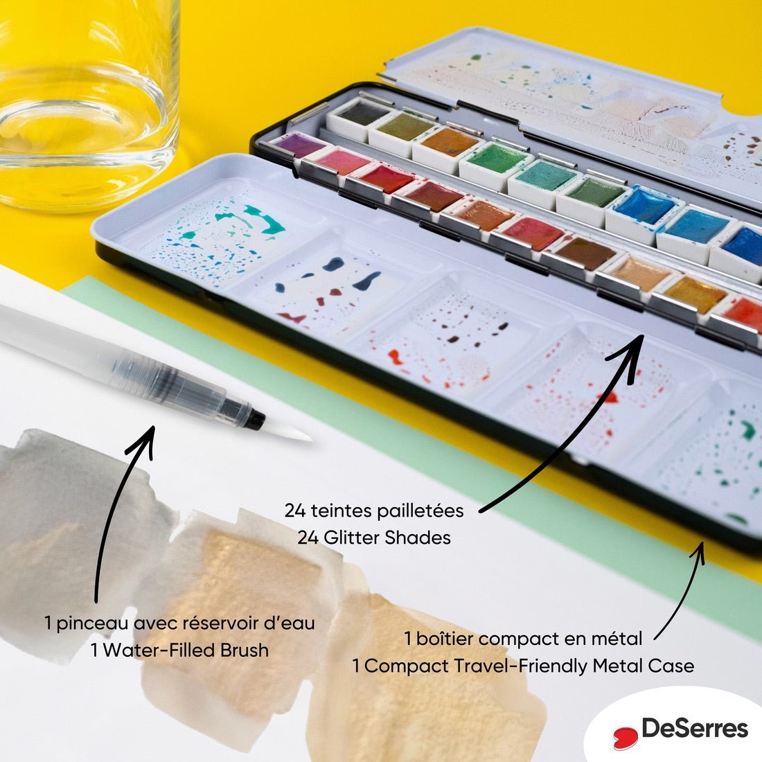 Glitter Watercolor Set - 24 Half Pans