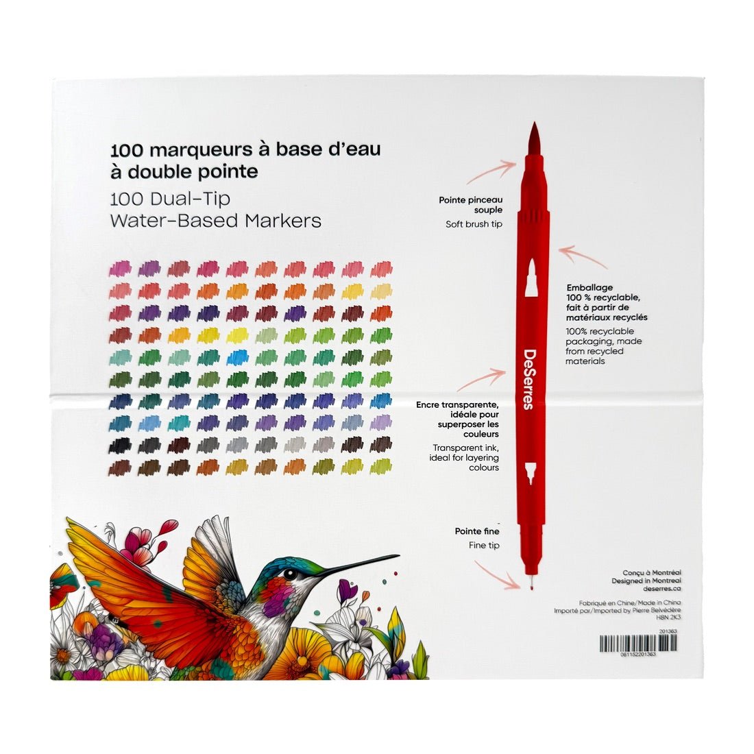 100 Dual-Tip Color Markers