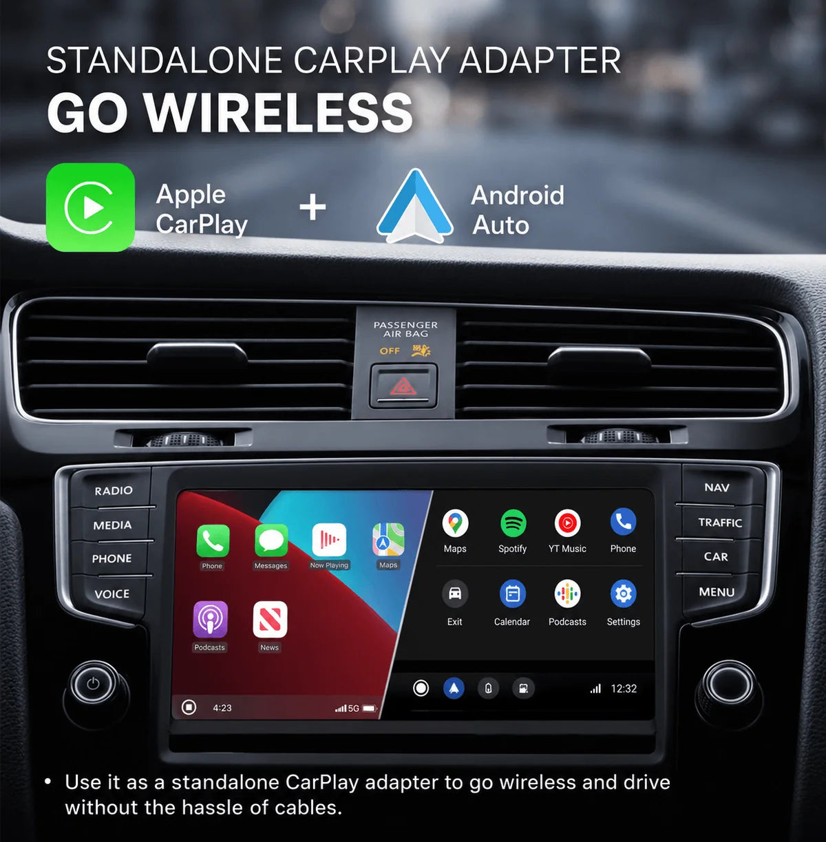 Ottocast® Cabin Care Wireless CarPlay/Android Auto Adapter