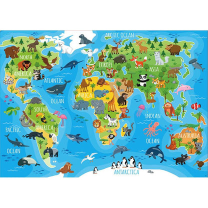 Animal World Map Puzzle (150 pcs)