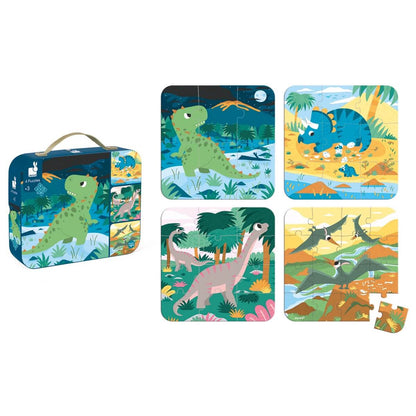 4 Progressive Puzzles - Dinosaurs (6 to 16 pcs)