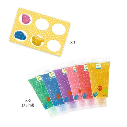 6 Glitter Finger Paint Tubes