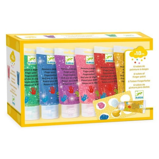 6 Glitter Finger Paint Tubes