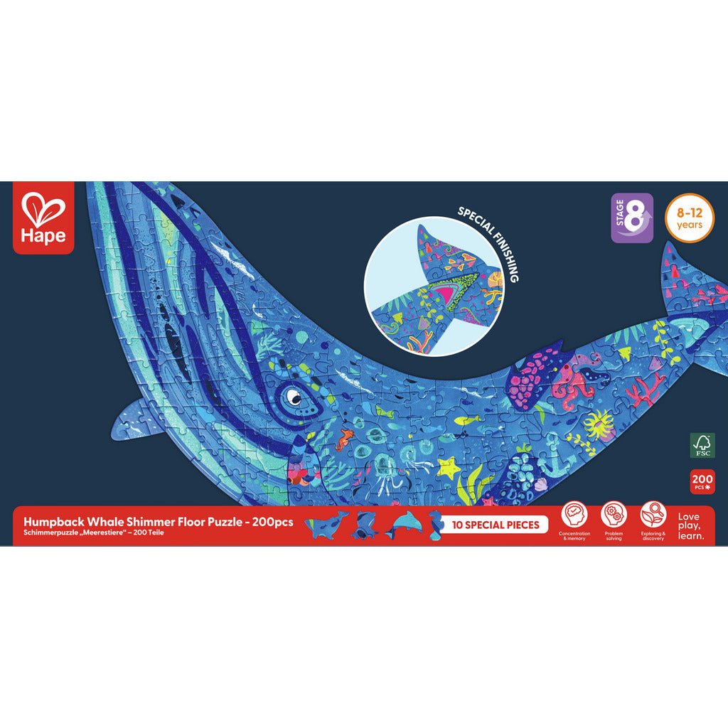 Giant Glitter Puzzle - Humpback Whale (200 pcs)