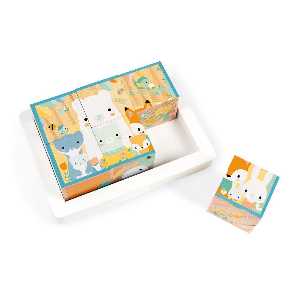 6 Wooden Cubes Tray