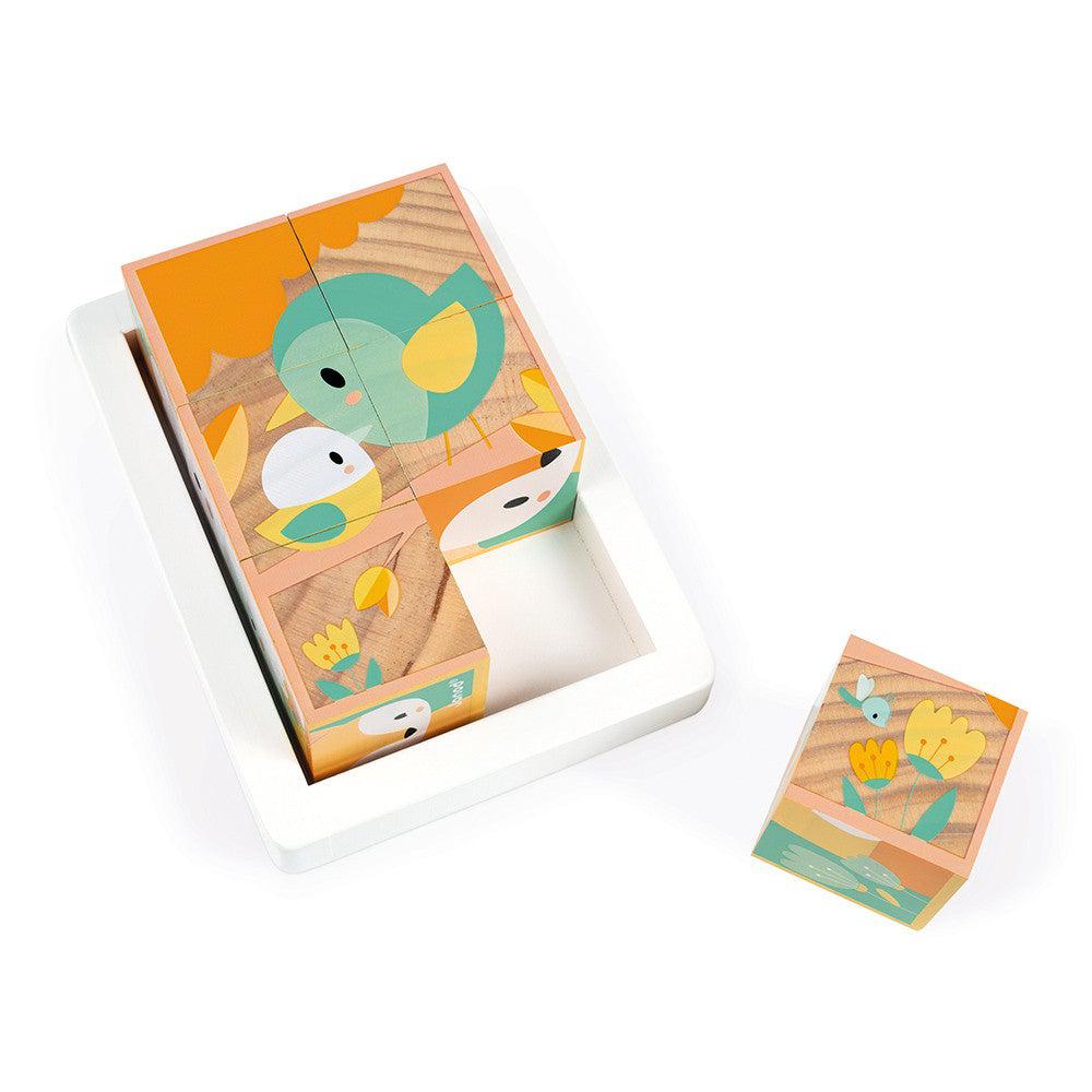 6 Wooden Cubes Tray