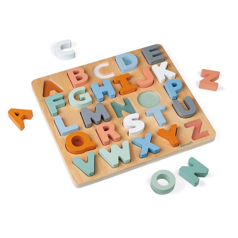 Wooden Alphabet Puzzle + Chalkboard