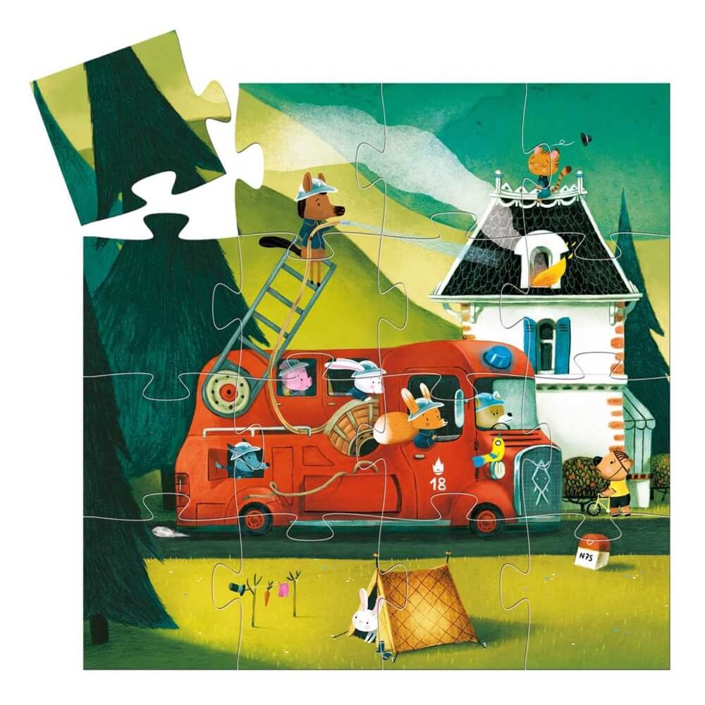 Silhouette Puzzle - Fire Truck (16 pcs)