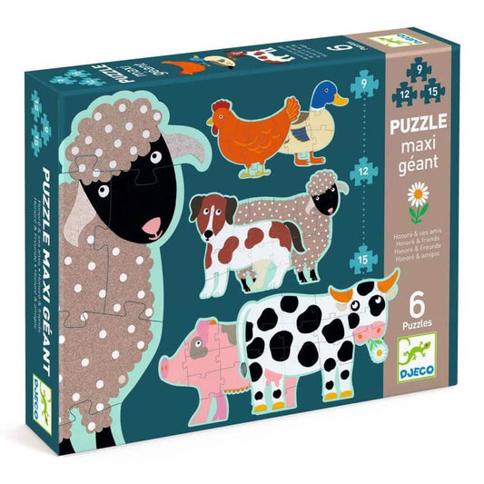 6 Giant Puzzles - Honoré and Friends (9 to 15 pcs)