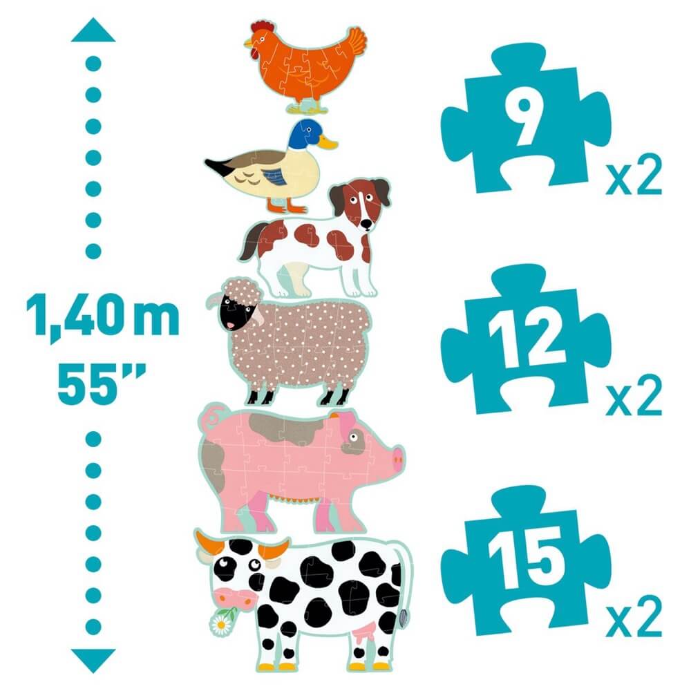 6 Giant Puzzles - Honoré and Friends (9 to 15 pcs)