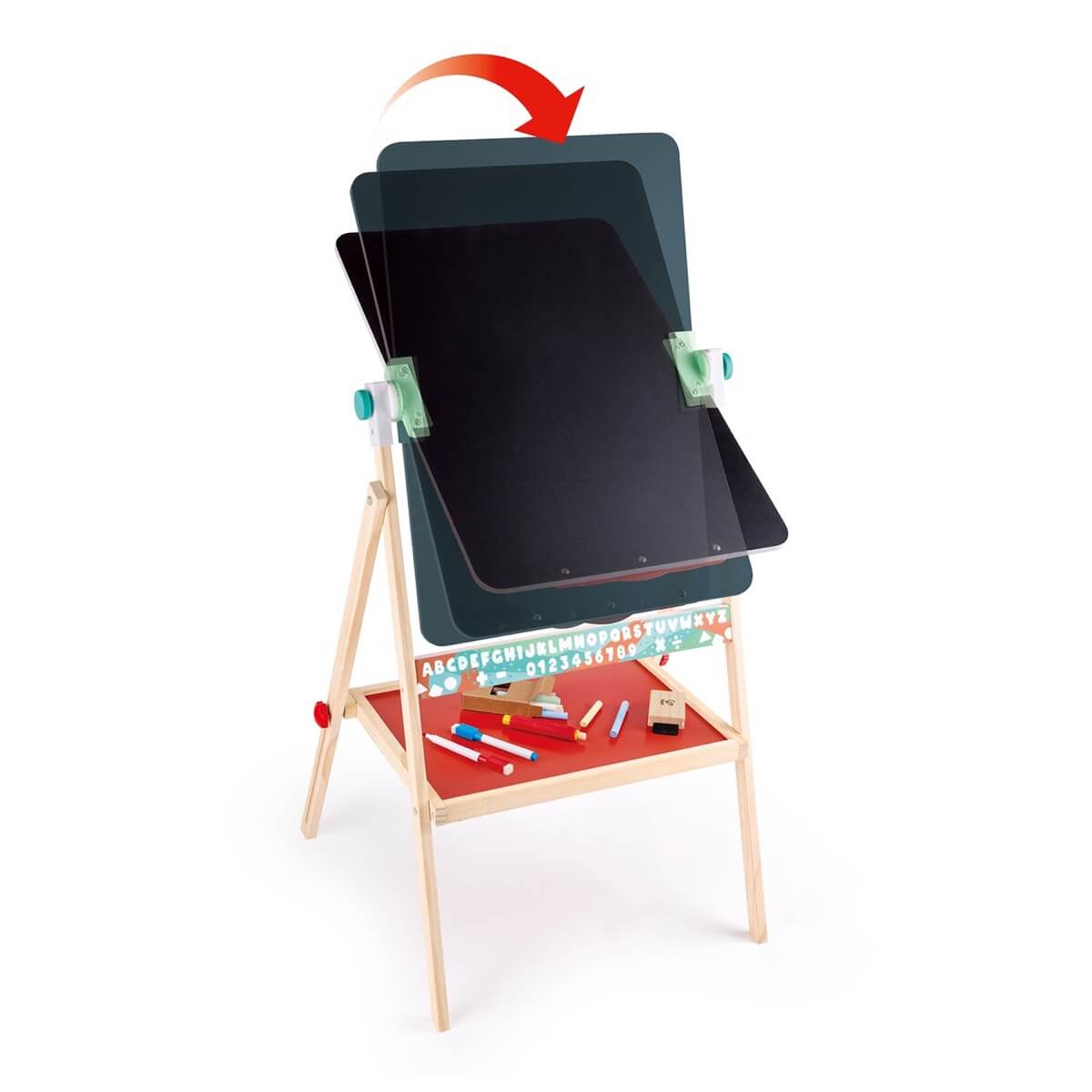 Flip Flat Folding Swivel Easel with Chalk + Markers