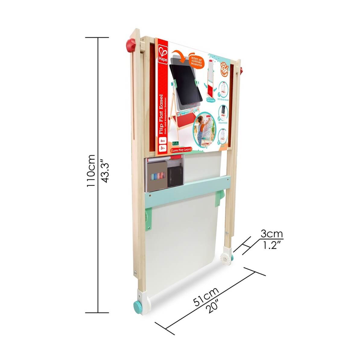 Flip Flat Folding Swivel Easel with Chalk + Markers