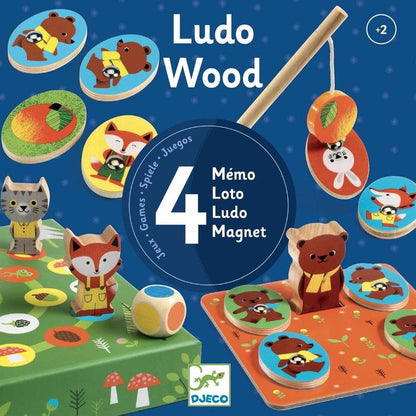 Ludo Wood 4-Game Set