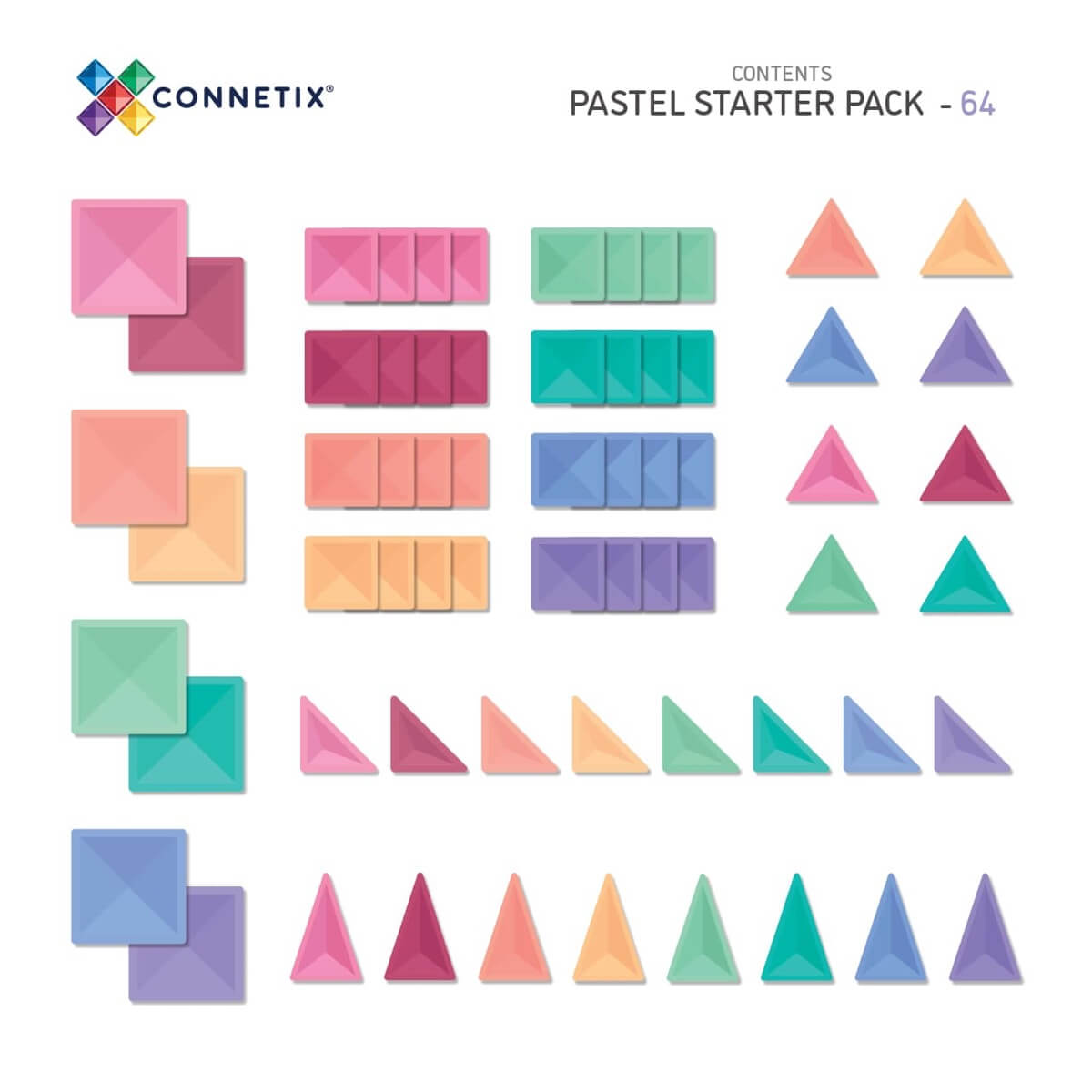 Magnetic Construction - Pastel Starter Kit (64 pcs)