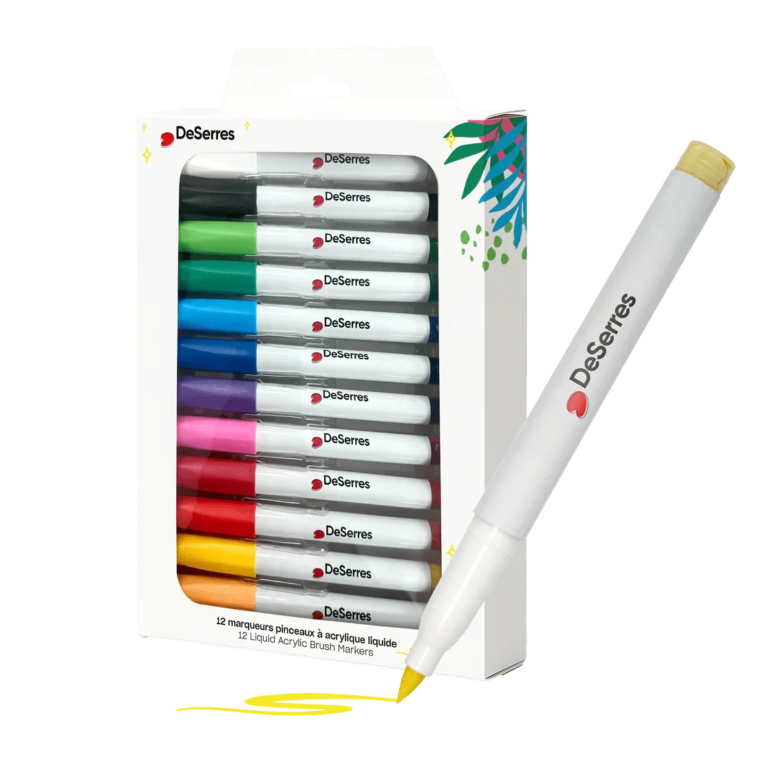 Brush-Tip Acrylic Markers - Set of 12 DeSerres