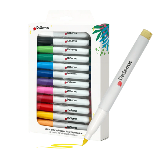 Brush-Tip Acrylic Markers - Set of 12 DeSerres