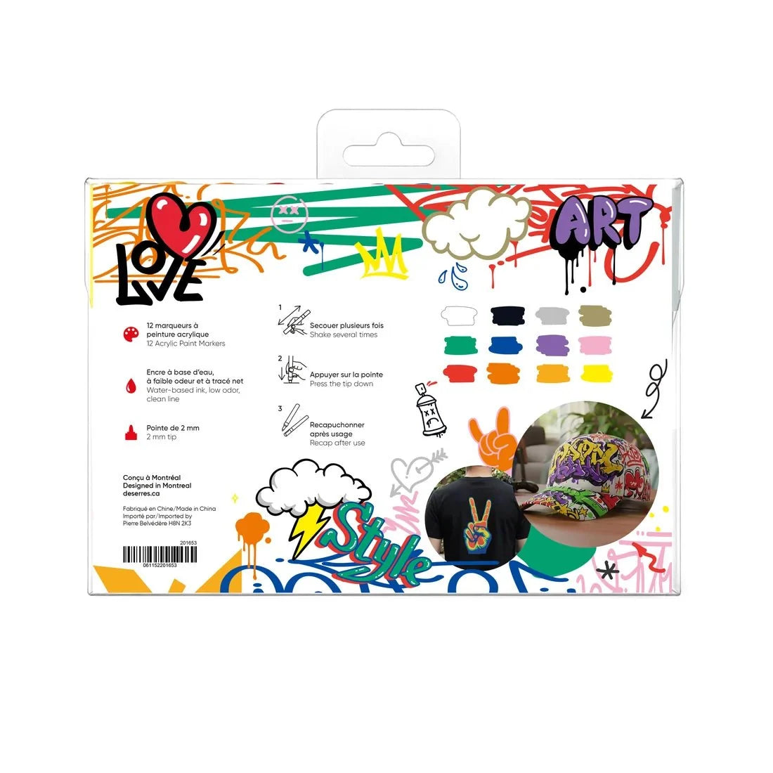 DeSerres Acrylic Markers - 12 Colors (2mm Tip)