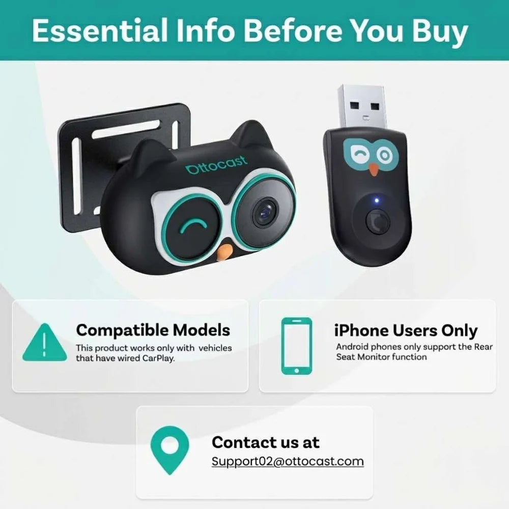 Ottocast® Cabin Care Wireless CarPlay/Android Auto Adapter