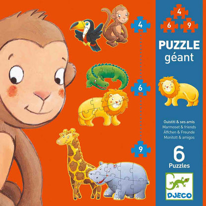 Giant Puzzle - Marmoset and Friends (4, 6, 9 pcs)
