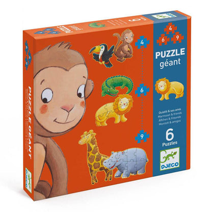 Giant Puzzle - Marmoset and Friends (4, 6, 9 pcs)