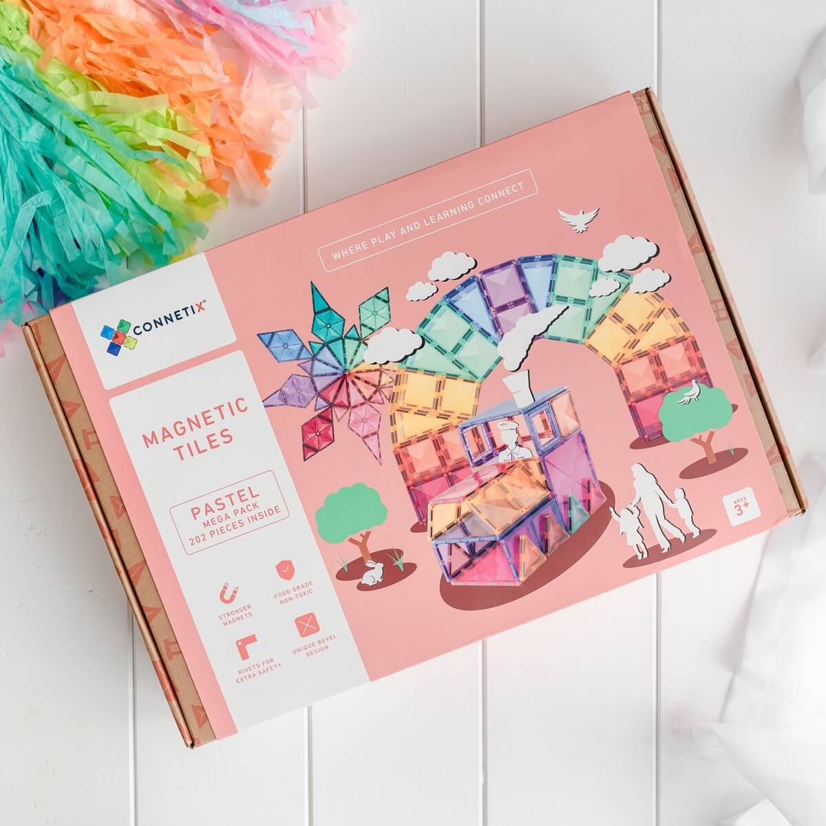 Connetix Magnetic Tiles - Pastel Mega Pack (202 pcs)